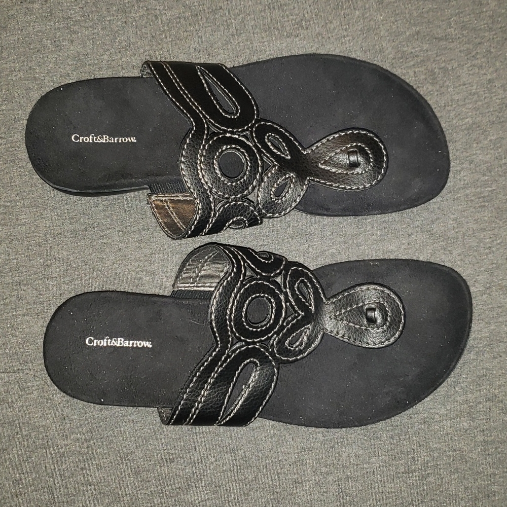 Croft & Barrow Black Sandals 7 - Picture 1 of 7